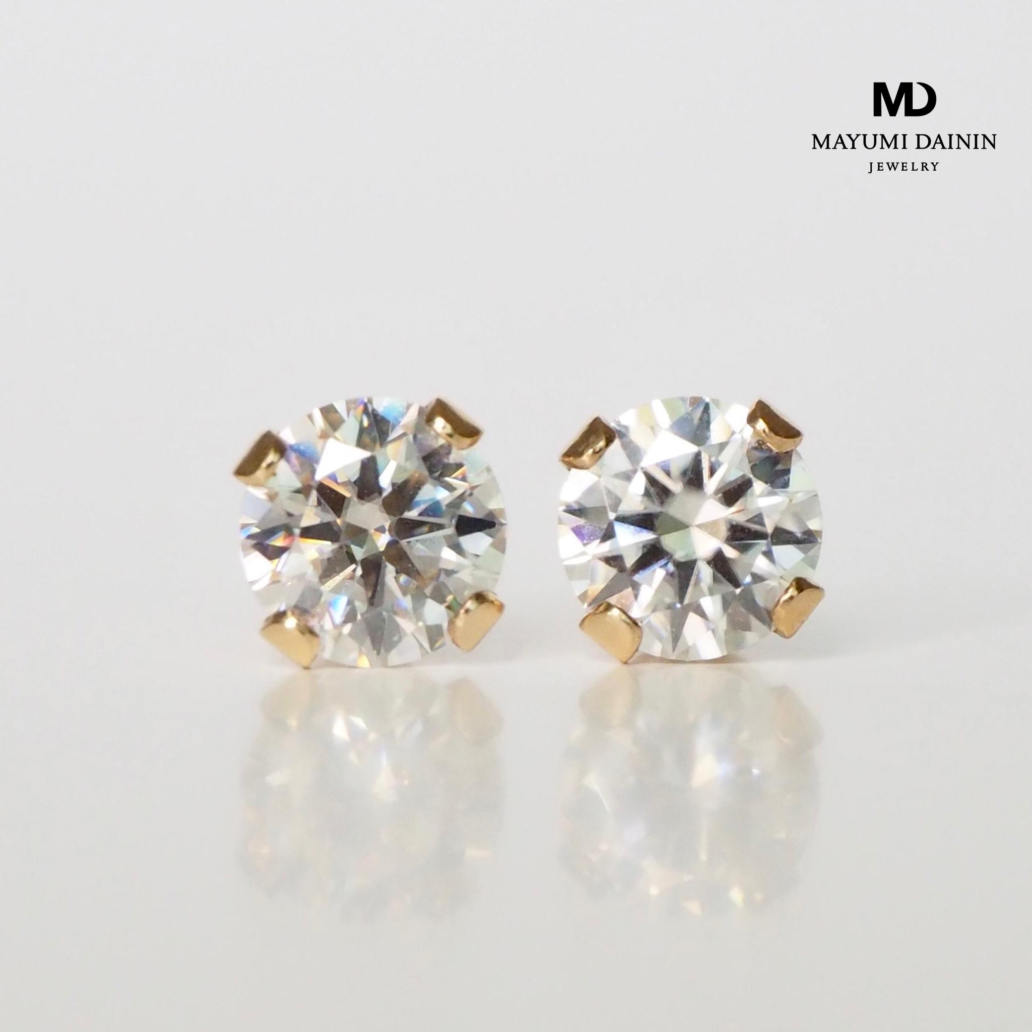 -モアサナイト ピアス-4mm スタッド ギフト プレゼント ダイヤモンド 14kgf 18k つけっぱなし クリスマス