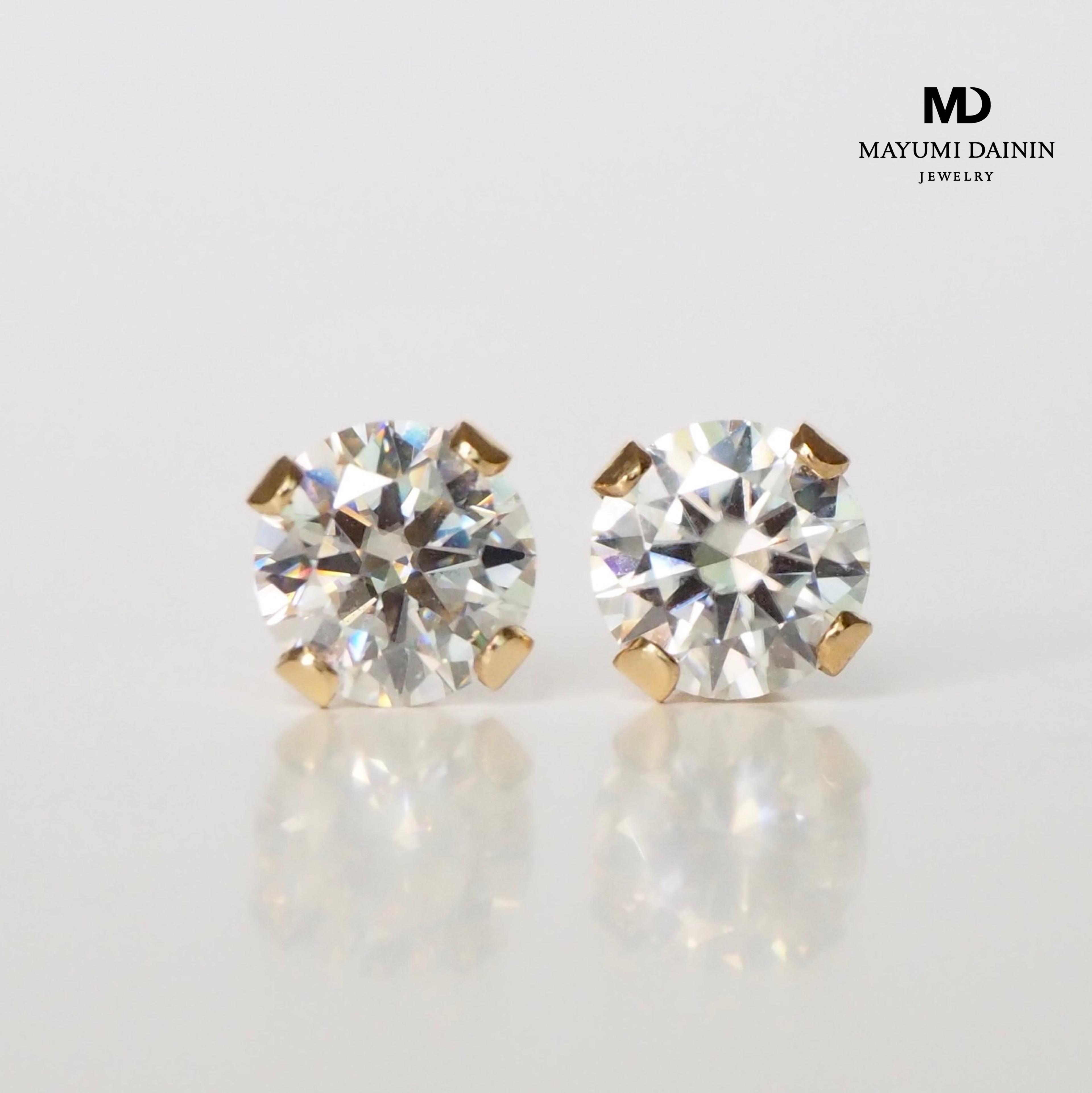 -モアサナイト ピアス-4mm スタッド ギフト プレゼント ダイヤモンド 14kgf 18k つけっぱなし クリスマス